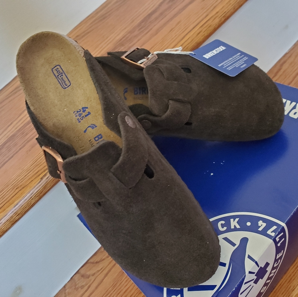 Birkenstock Boston BS Suede Mocha Men sandals. Size 41 Eur - 8M US